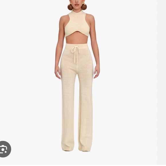 NWT Ally Tusk Knit Pants Andrea Iyamah cream small - Picture 2 of 9